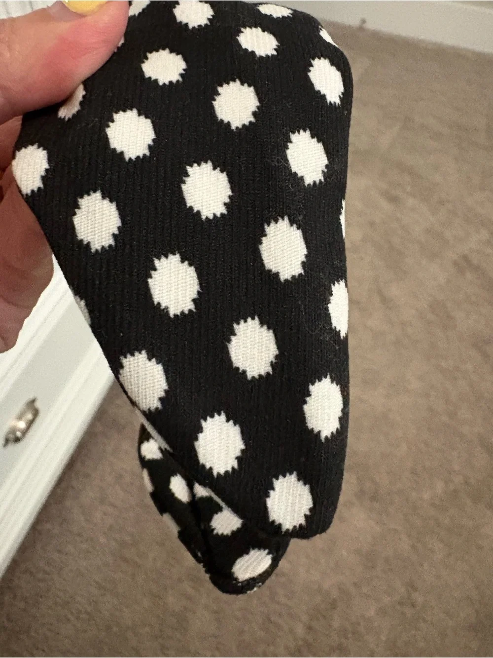 Black and White Polka Dot Knotted Headband
